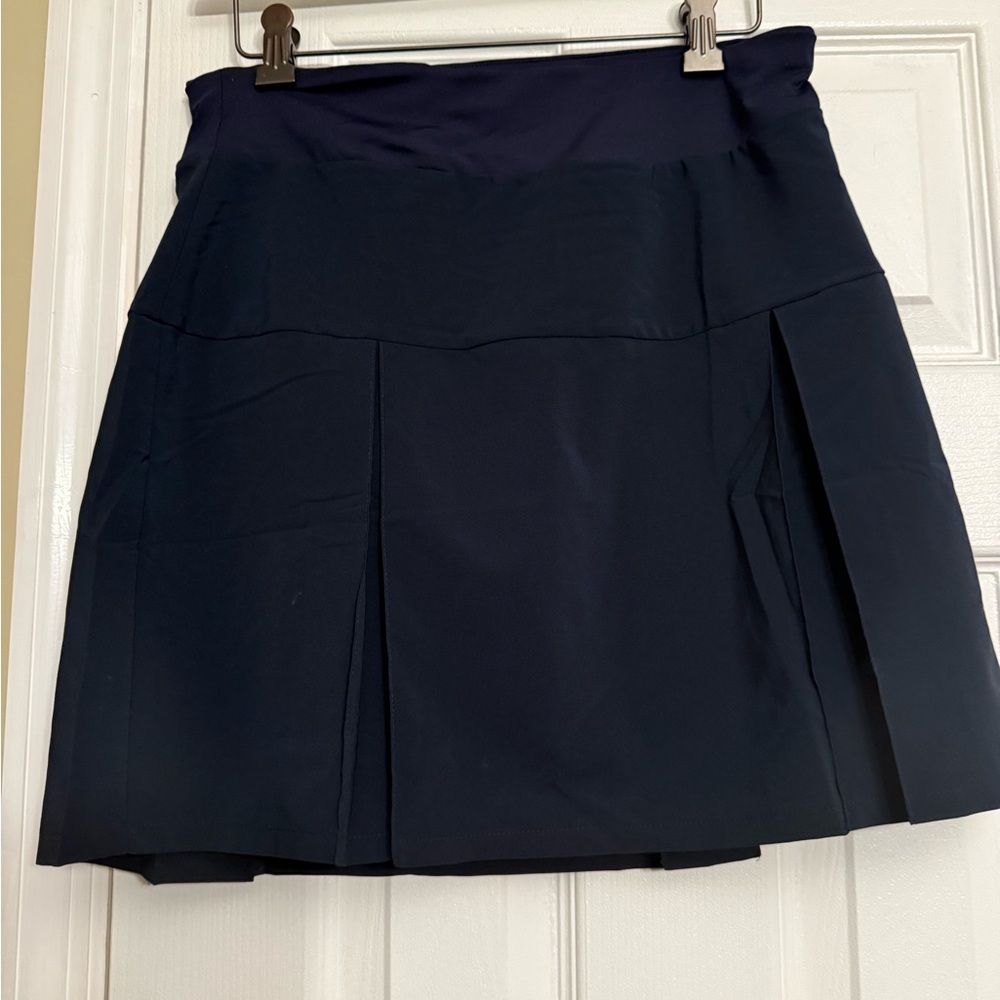 Lands End Navy blue Pleated Skirt xl girls fits medium women skirt $78